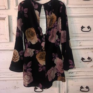 Floral bell-sleeve romper